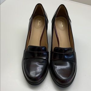 Clark’s burgundy loafers